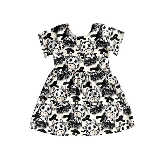 Baby Girls Moody Cow Short Sleeve Knee Length Dresses preorder (moq 5)