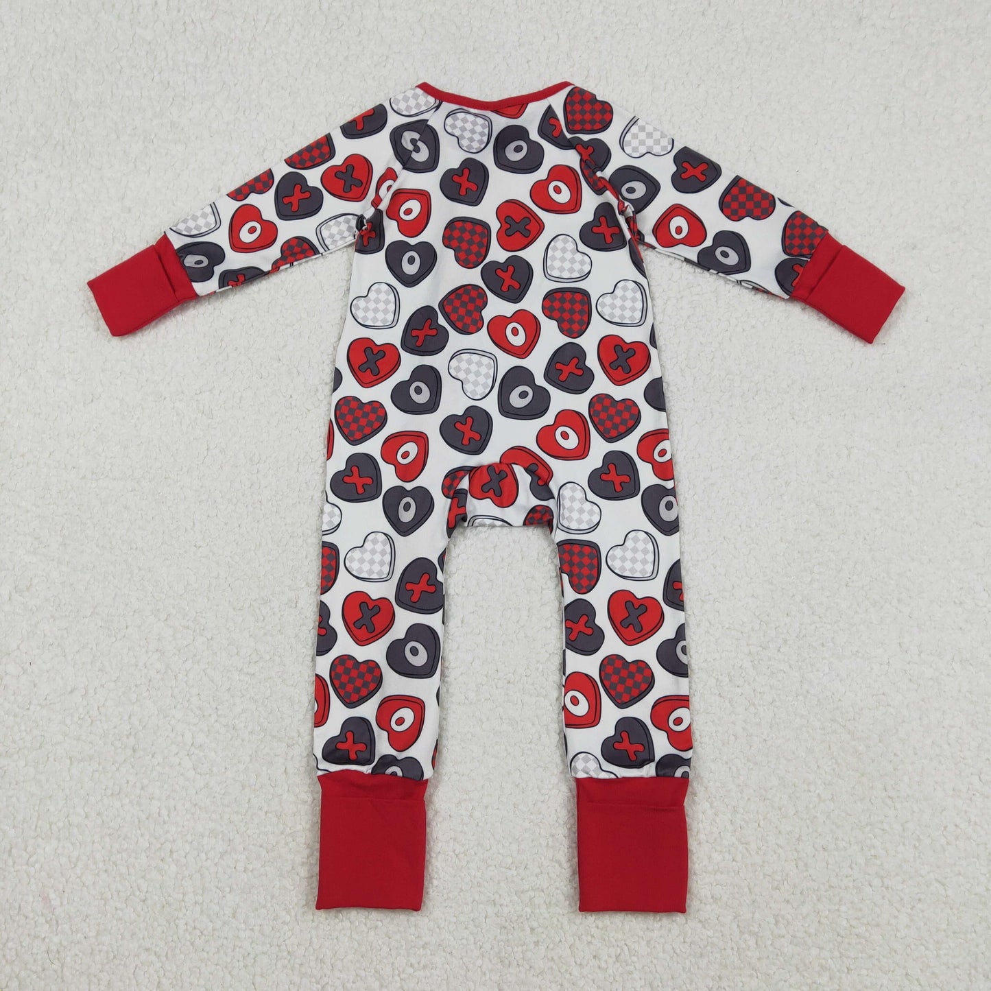 Baby Girls Hearts XOXO Valentines Two Way Zip Convertible Rompers