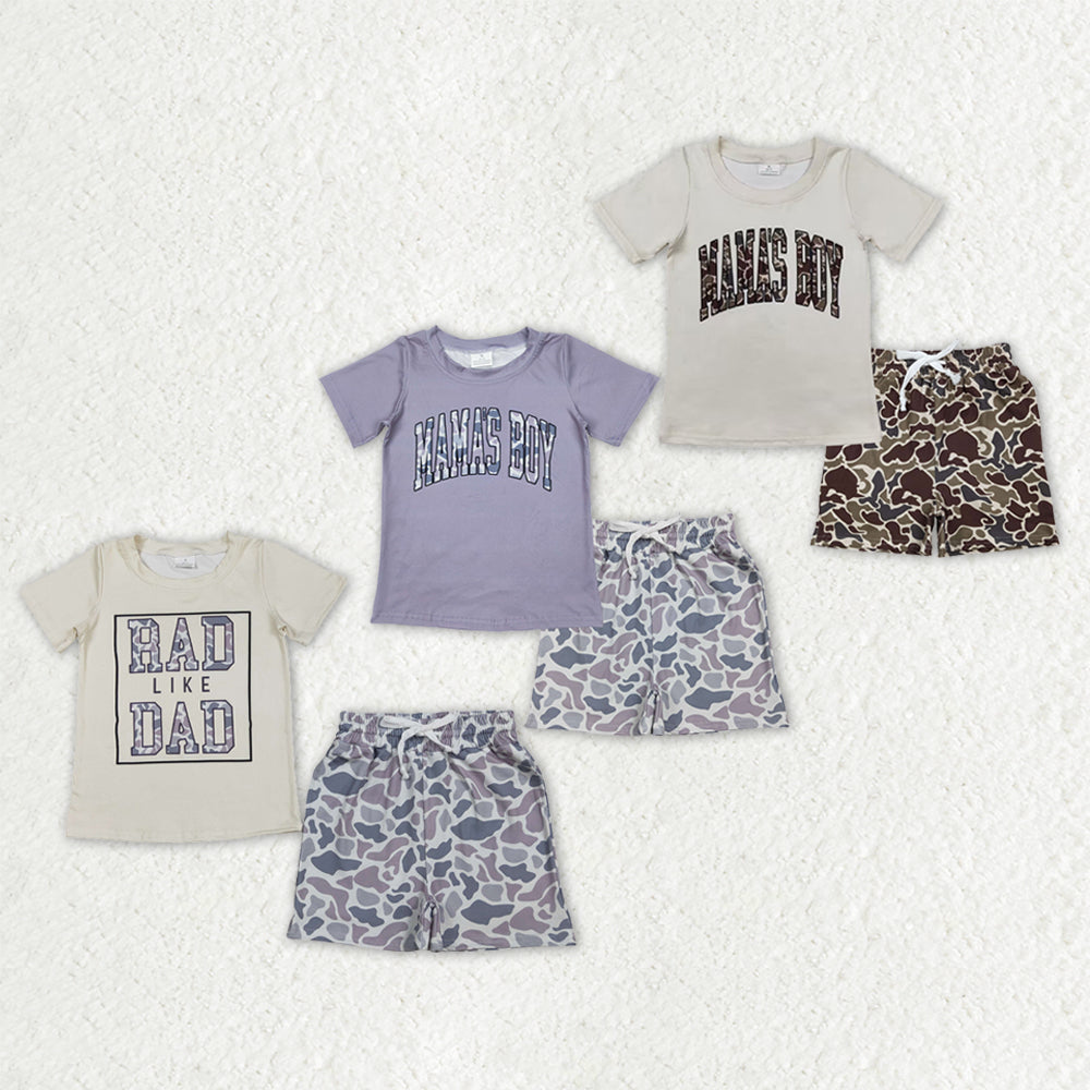 Sibling Southern Camo Mama's Boys Rad Like Dad Top Pockets Shorts Clothes Sets