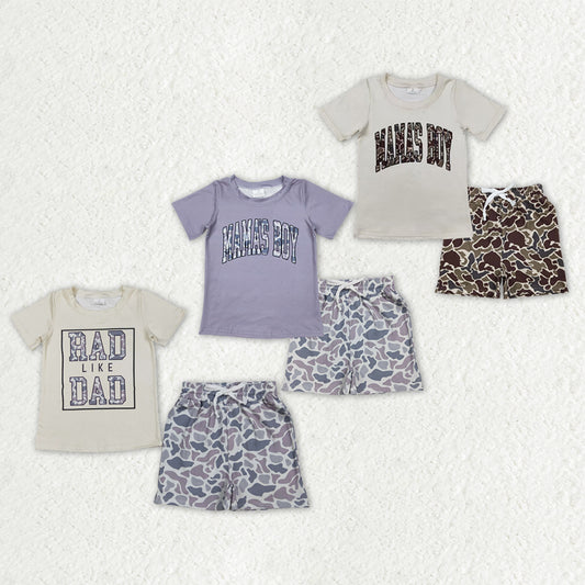 Sibling Southern Camo Mama's Boys Rad Like Dad Top Pockets Shorts Clothes Sets