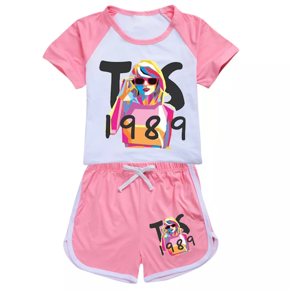 Baby Girls Pink Singer 1989 Shirt Sports Shorts Clothes Sets Preorder(moq 5)