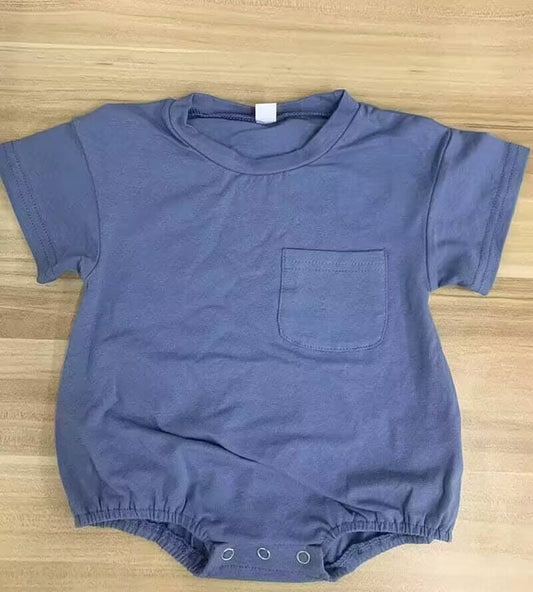 Baby Infant Boys Blue Pocket Pocket Rompers preorder split order May 24th
