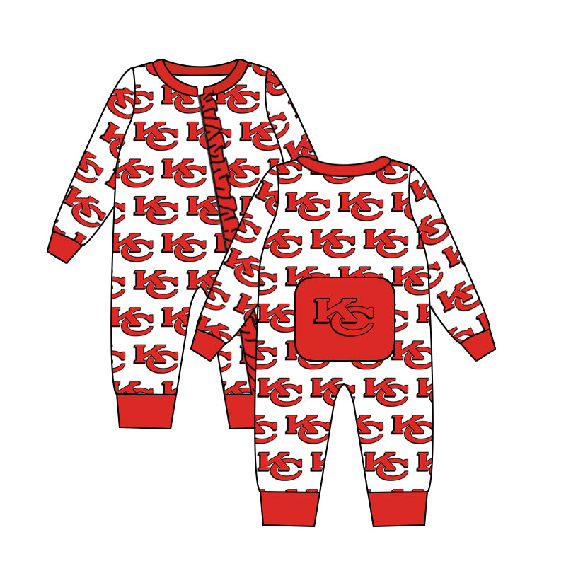 Baby Infant Kids K C Red Ruffle Long Sleeve Rompers preorder(moq 5)