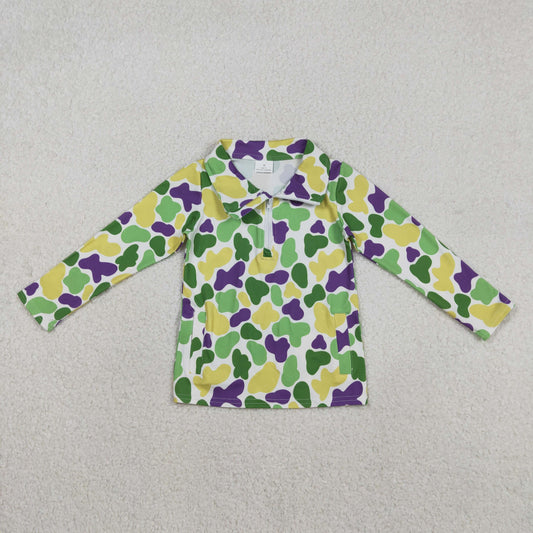 Baby Boys Mardigras Camo Long Sleeve Zipper Pockets Pullovers Top