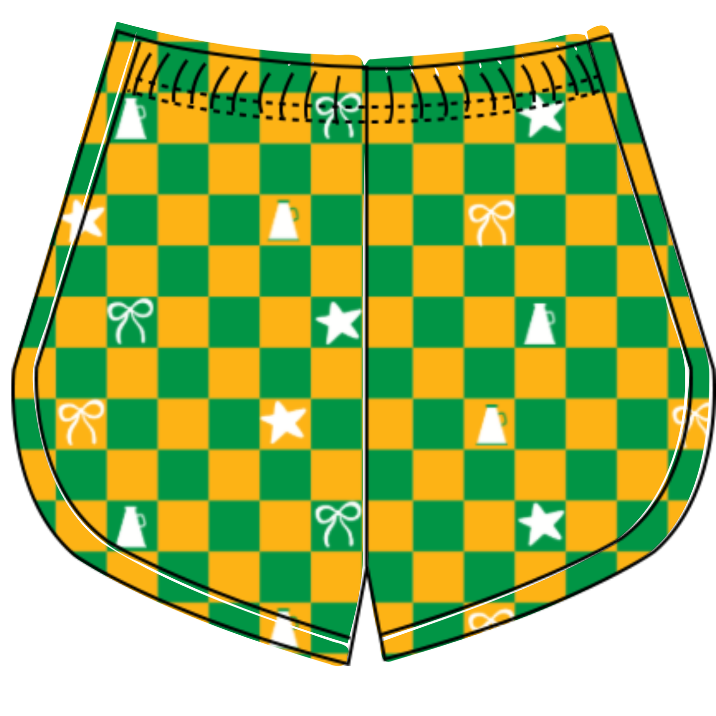Preorder (moq 5) Adult Women Yellow Green Checked Titans Cheer Team Shorts Bottoms