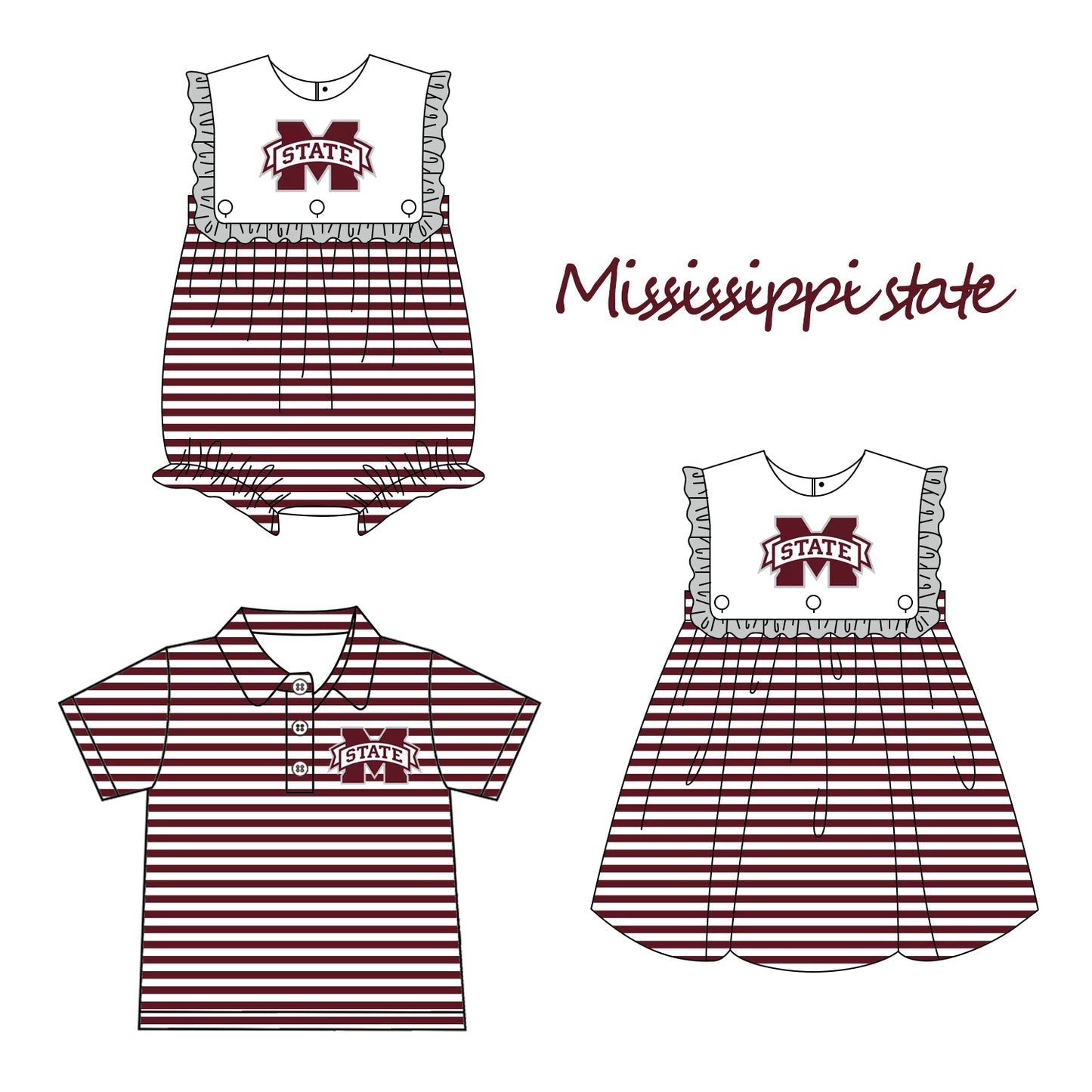 Custom moq 5 Football Item Mississippi Sibling Clothes