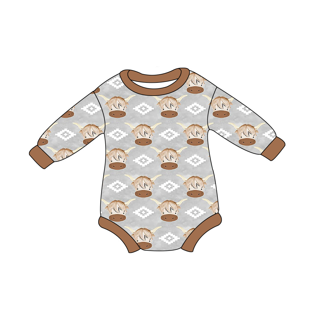 Baby Infant Boys Western Cow Aztec Rompers preorder(moq 5)