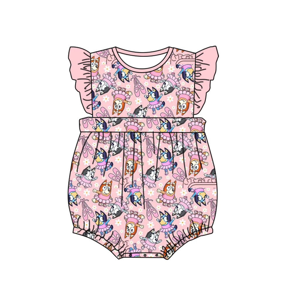 Baby Girls Dog Ballet Flutter Sleeve Rompers preorder(moq 5)