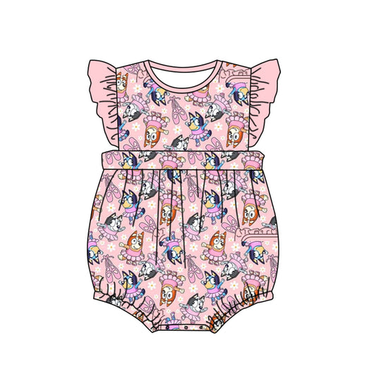 Baby Girls Dog Ballet Flutter Sleeve Rompers preorder(moq 5)