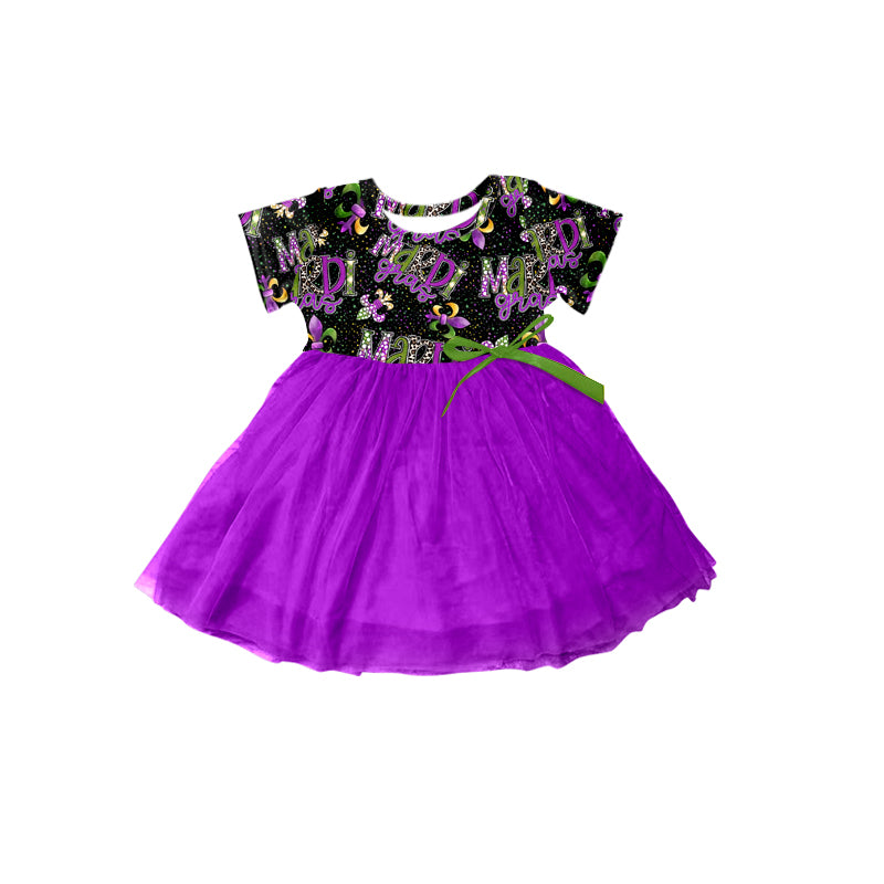 Baby Girls Mardi Gras Tutu Knee Length Dresses(MOQ 5)