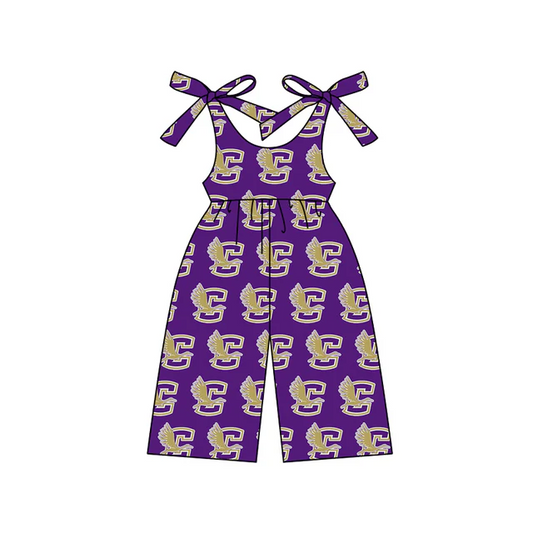 Preorder (moq 5)Baby Girls Purple C team Straps Jumpsuits Rompers