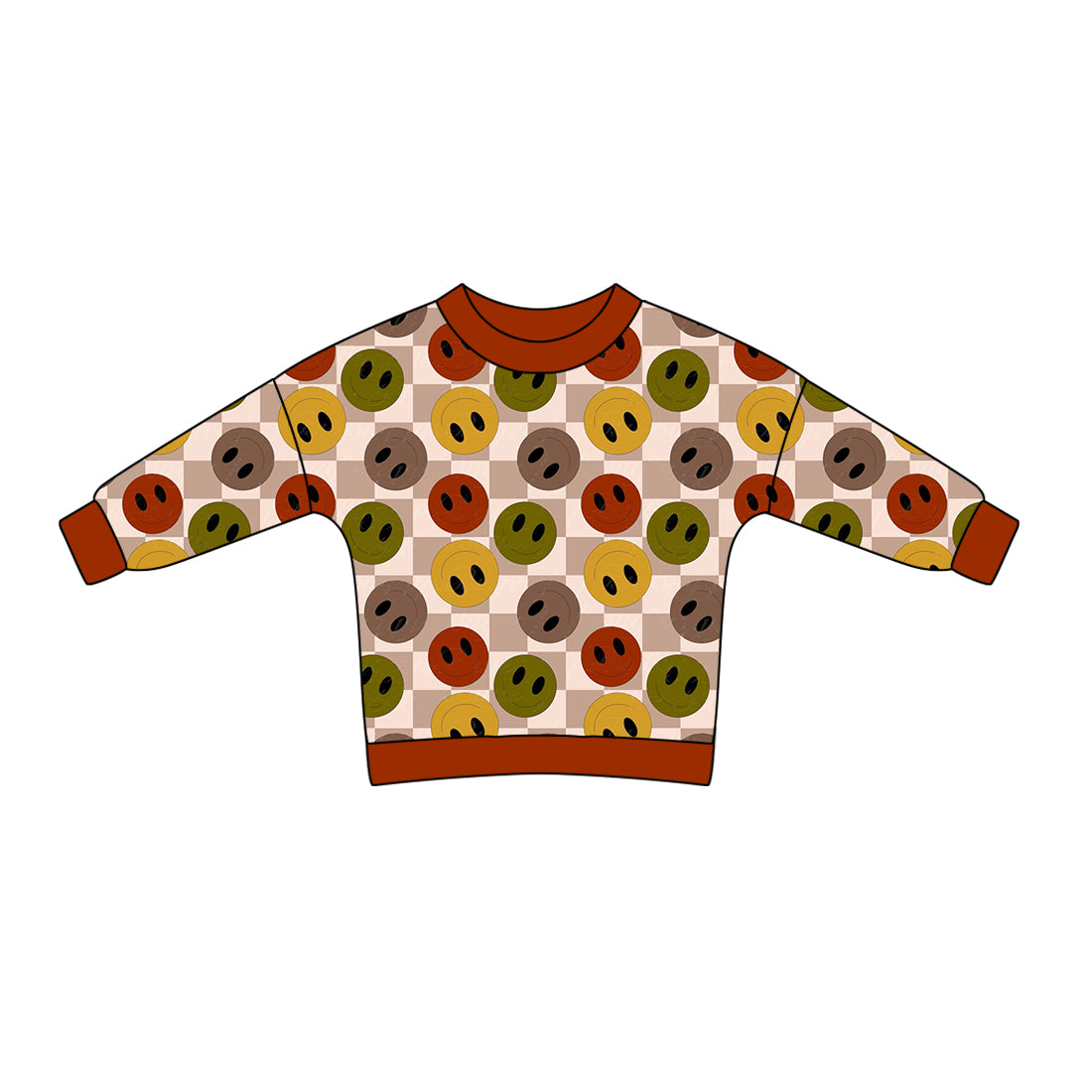 Baby Boys Checkered Smile Long Sleeve Tops preorder(MOQ 5)