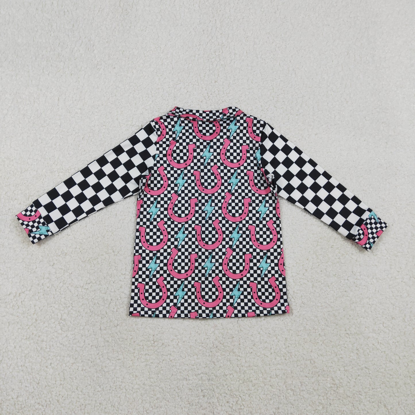 Baby Girls Shoes Lightnings Black Checked Western Button Shirts Top