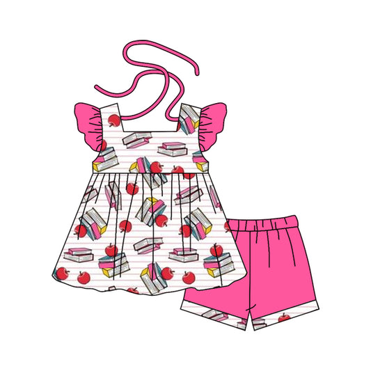 Baby Girls Back To School Books Tunic Top Shorts Clothes Sets preorder(moq 5)