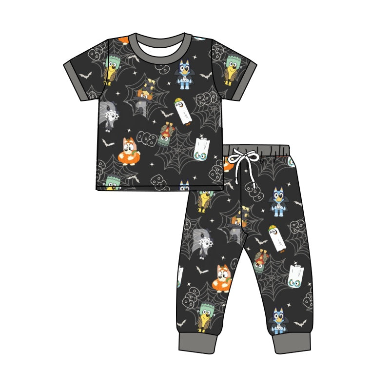 Baby Boys Dogs Boo Halloween Dog Shirt Pants Pajamas Clothes Sets Preorder(moq 5)