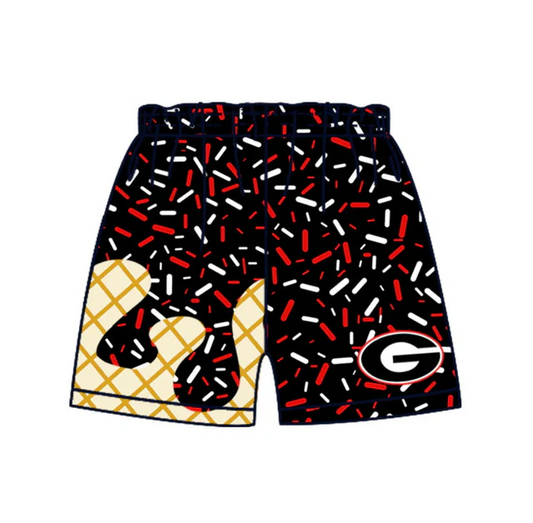 Preorder moq 5 Baby Boys Black Drips G Team Shorts Bottom