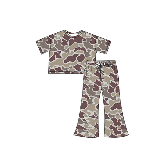 Baby Girls Grey Camouflage Top Bell Pants Kids Clothing Sets preorder(MOQ 5)