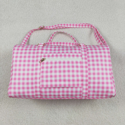 Pink Checkered Print Gym Ruffle Bags