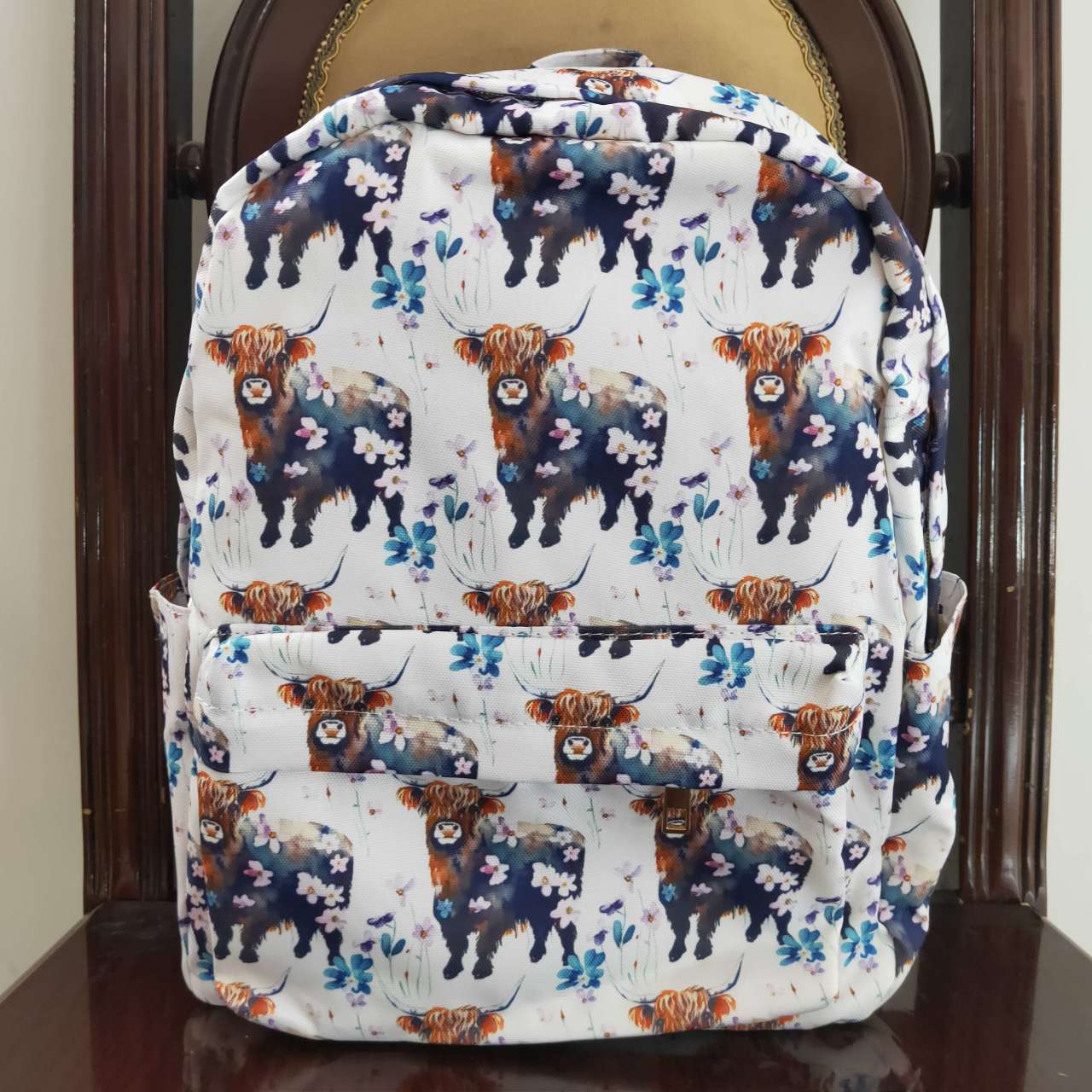 Baby Kids Children Cow Flowers Print Western Back Bags