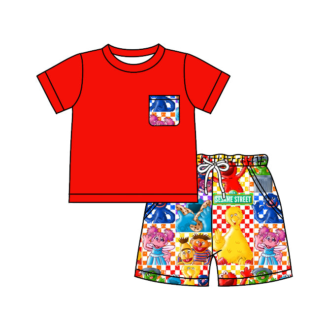 Baby Boys Cartoon Animal Short Sleeve Top Shorts Clothes Sets preorder(moq 5)