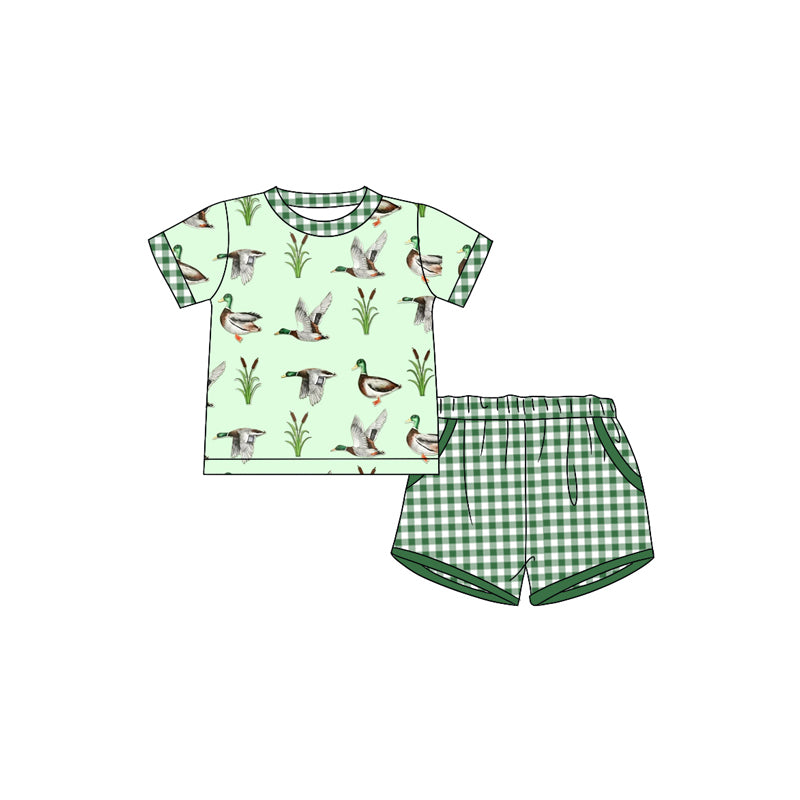 Baby Boys Mallard Ducks Green Top Shorts Clothes Sets preorder(MOQ 5)