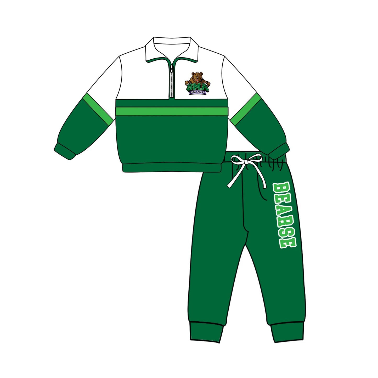 Preorder (moq 5)Baby Boys SMA Bears Zip Pullovers Jogger Team Clothes Set