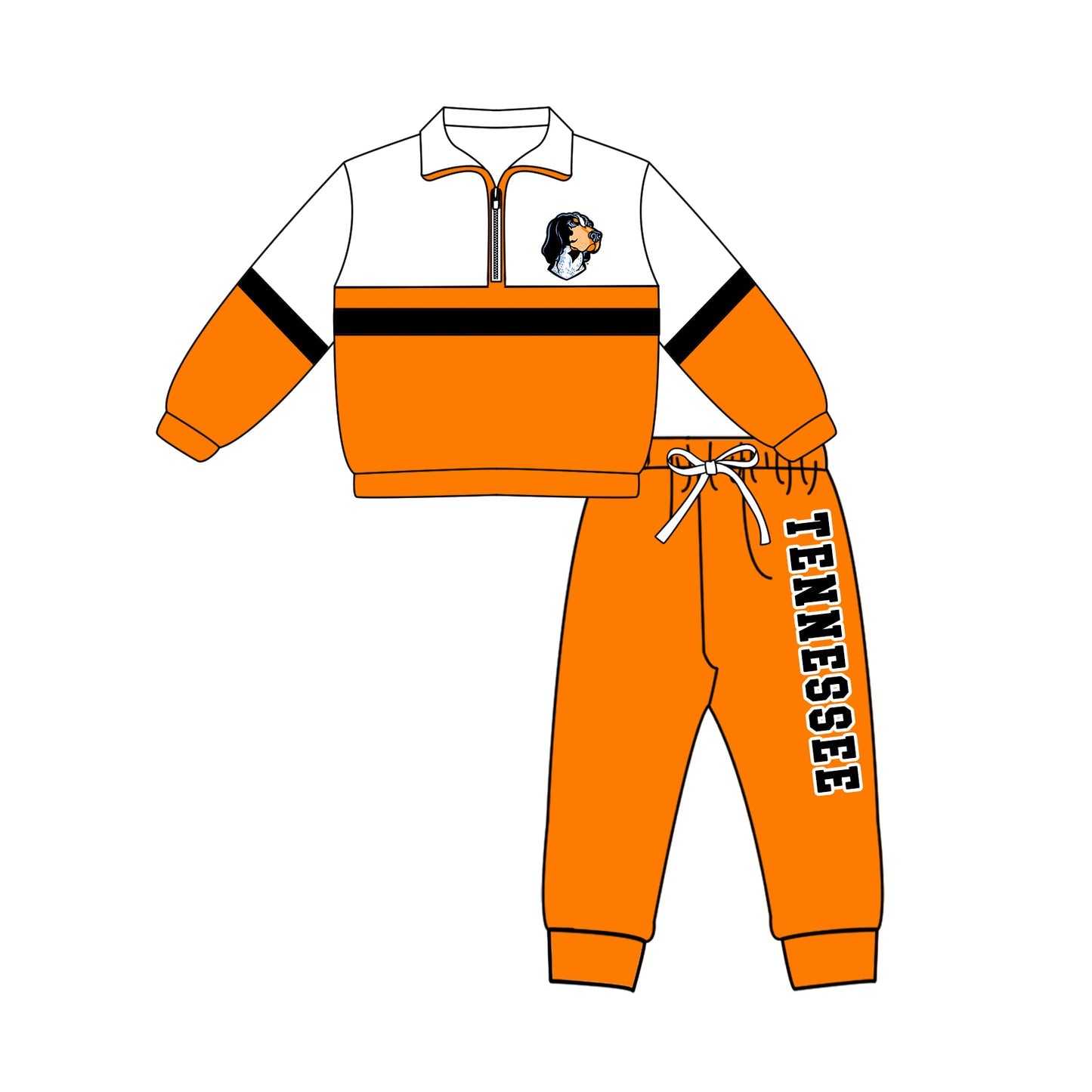 Preorder (moq 5)Baby Boys Tennessee Zip Pullovers Top Jogger Pants Team Clothes Set