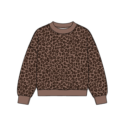 Preorder moq 5 Adult Women Leopard Long Sleeve T-shirts Top