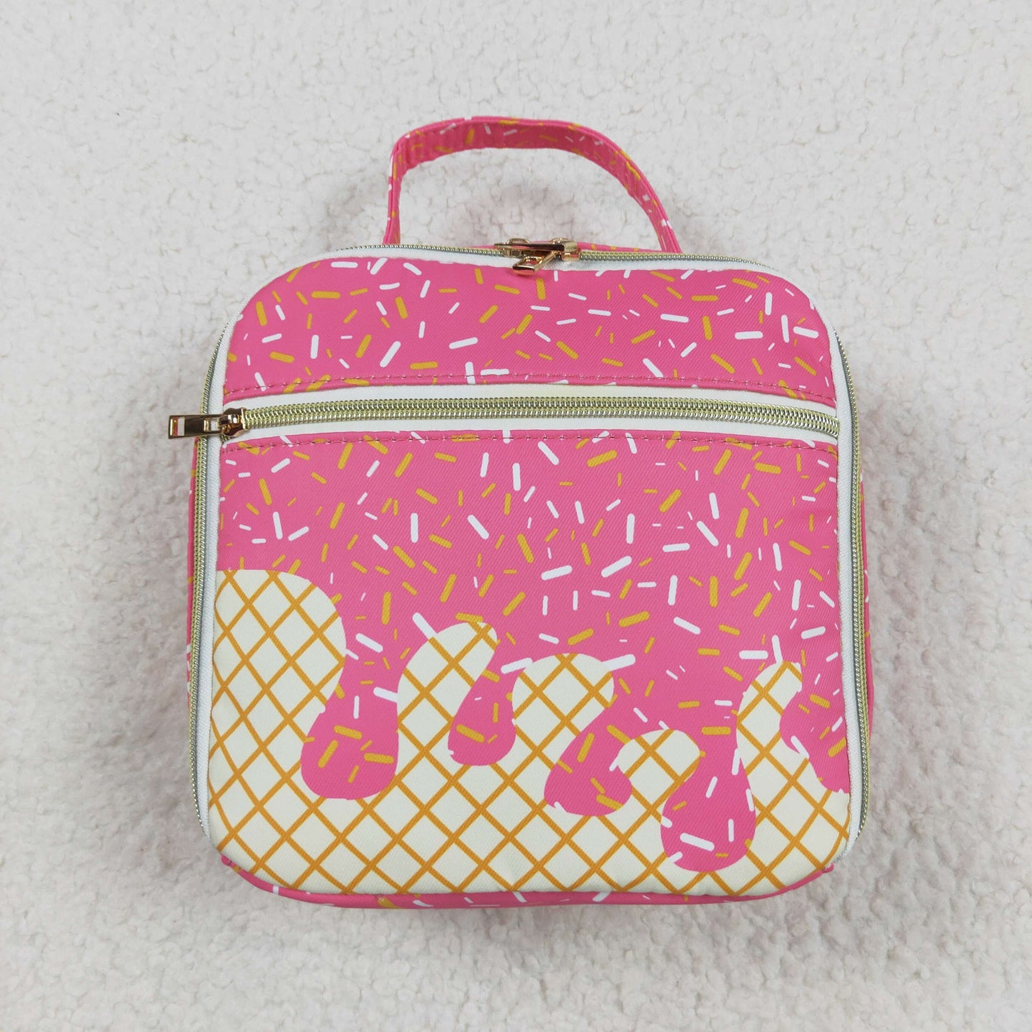 Sibling Pink Ice Cream Drip Zipper Gym Bags Lunch Box