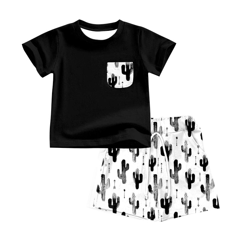 Baby Boys Black Shirt Cactus Shorts Clothes Sets preorder (moq 5)