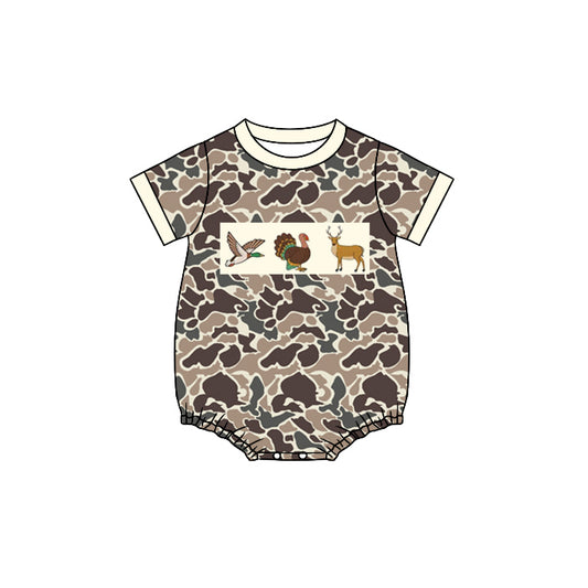 Baby Infant Kids Camo Turkey Deer Short Sleeve Rompers preorder(moq 5)