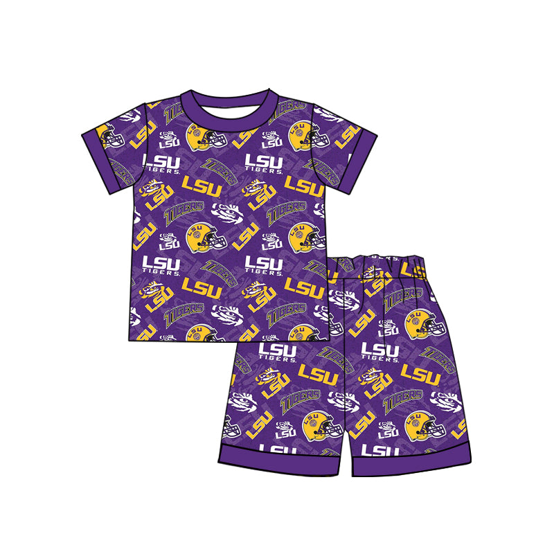 Baby Boys LSU Purple Team Top Shorts Pajamas Clothes Sets Preorder(moq 5)