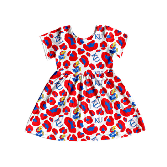 Baby Girls KU Leopard Short Sleeve Knee Length Dresses preorder(MOQ 5)