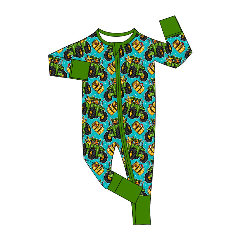 Baby Infant Boys Tractors Animals Zip Rompers preorder(moq 5)