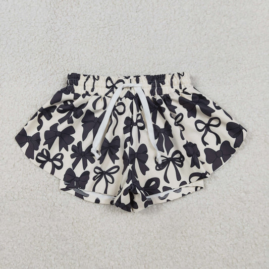Baby Girls Black Bows Yoga Active Ruffle Shorts Bottom
