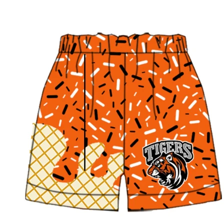 Preorder moq 5 Adult Men Orange Drip Tigers Team Shorts Bottoms