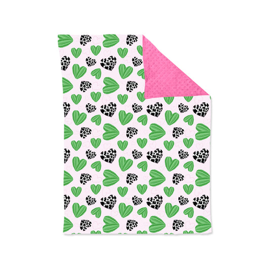 Baby Kids Girls Cactus Hearts Minky Blankets preorder(moq 5)