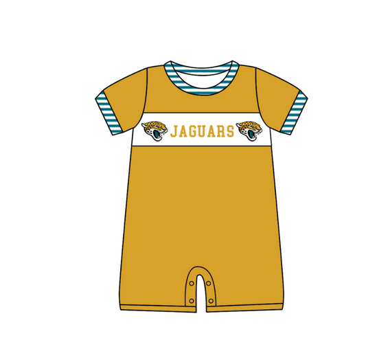 Preorder (moq 5)Baby Boys Gold Short Sleeve Jaguars Team Rompers