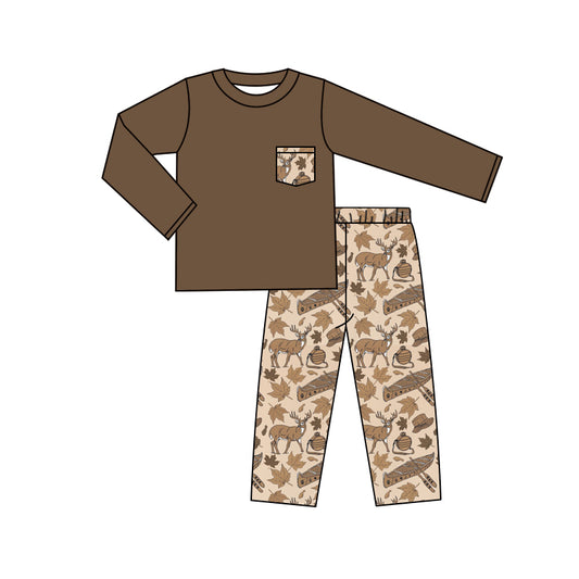 Baby Boys Thanksgiving Turkey Pocket Shirts Pants Preorder(moq 5)