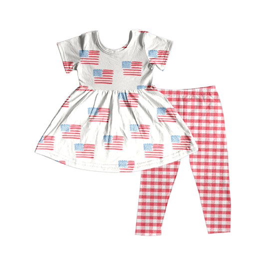 Baby Girls Flags 4th of July Tunic Top Legging Clothes Sets preorder (moq 5)