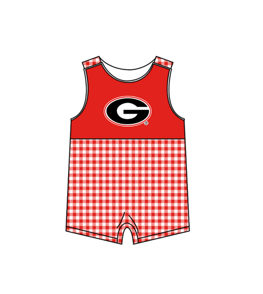 Preorder (moq 5)Baby Boys Sleeveless G Checked Team Rompers