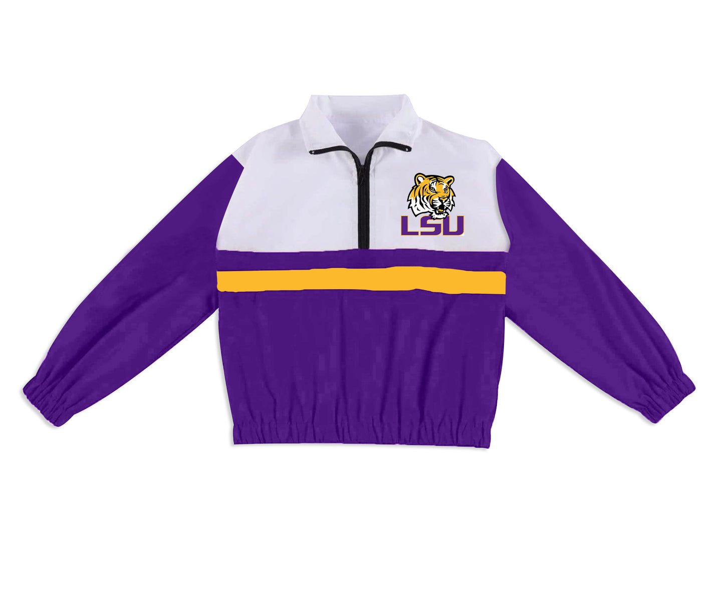 Preorder (moq 5)Baby Boys Long Sleeve LSU Tigers Team Zip Pullovers Tops