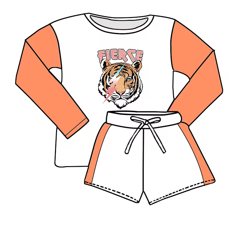Baby Girls Tiger Shirt Top Shorts Clothes Sets Preorder(moq 5)