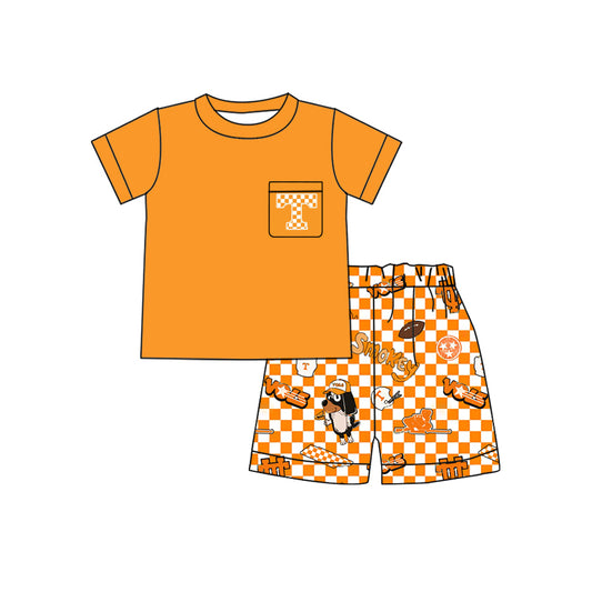 Preorder (moq 5)Baby Boys Tenness Team Pocket Shirt Top Shorts Clothes Sets