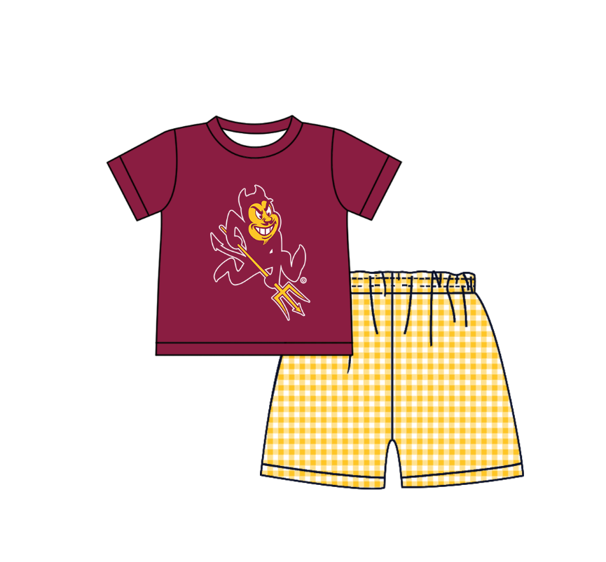 Preorder (moq 5)Baby Boys Short Sleeve Arizona Top Checked Shorts Team Clothes Sets