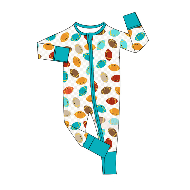 Baby Infant Boys Colorful Footballs Zip Rompers preorder(moq 5)