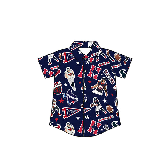 Baby Boys Texans Team Navy Buttons Red Tee Shirts Tops preorder(MOQ 5)