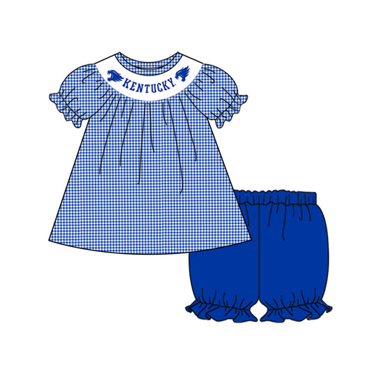 Baby Girls Kentucky Short Sleeve Tunic Top Elastic Shorts Clothes Sets preorder (moq 5)