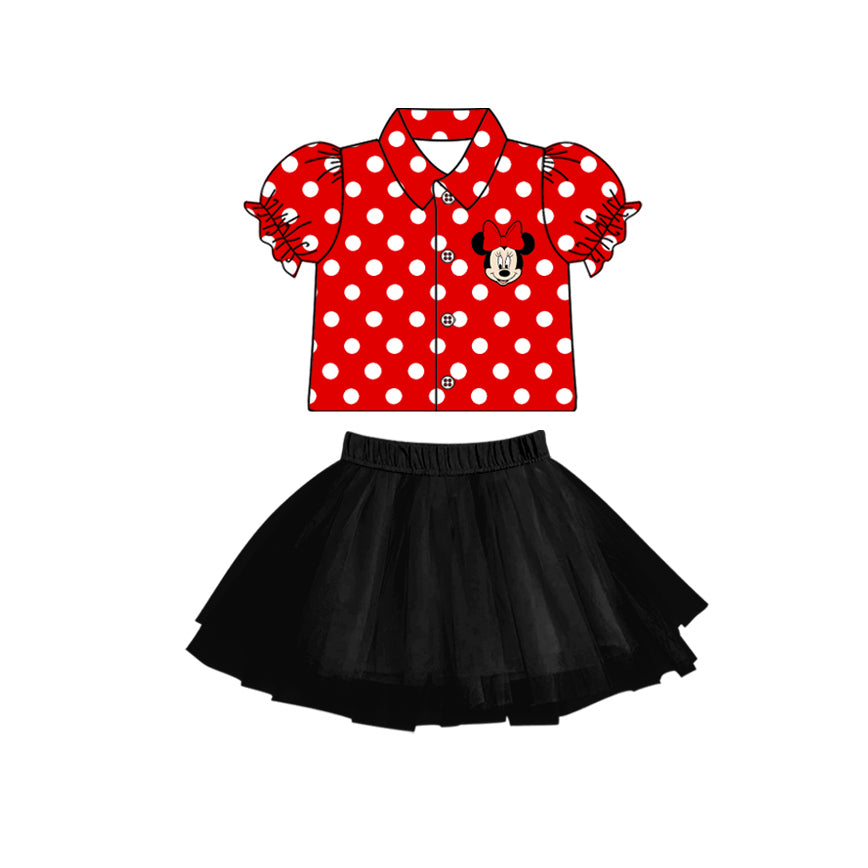 Baby Girls Cartoon Dots Mouse Top Tutu Skirts Sets preorder(MOQ 5)