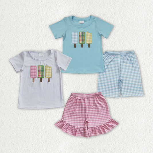 Sibling Boys Baby Girls Summer Popsicle Shorts Sets